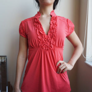 Heartsoul Coral Ruffle Blouse